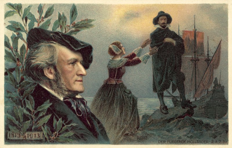 Richard Wagner e una scena dalla sua opera L