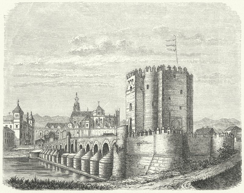 Ponte romano e Grande Moschea di Cordova, Spagna da German School