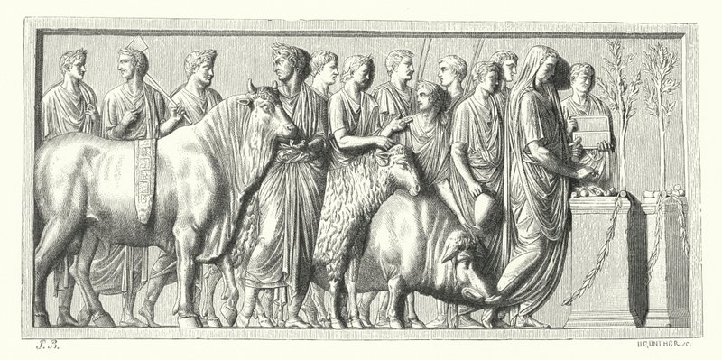 Processione romana con animali sacrificali da German School