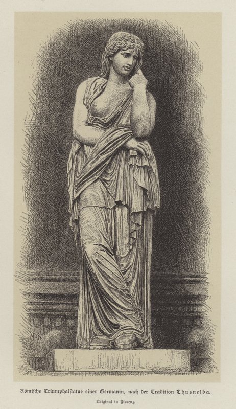 Statua trionfale romana di una donna germanica da German School