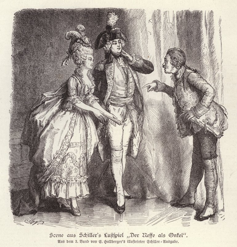 Scena dalla commedia Der Neffe als Onkel (Il Nipote come Zio) di Friedrich Schiller da German School