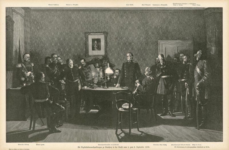 Trattative di resa a Donchery, Francia, 1-2 settembre 1870 da German School