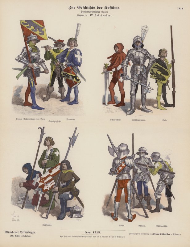 Costumi militari svizzeri del XV secolo da German School