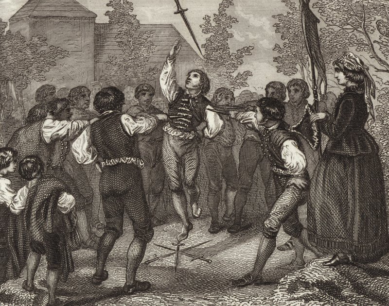 Danza della spada, Dithmarschen, Schleswig-Holstein. Illustrazione per Bilder-Atlas da German School
