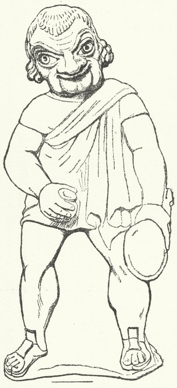 Statuetta in terracotta di un attore romano come parassita in una commedia di Plauto da German School