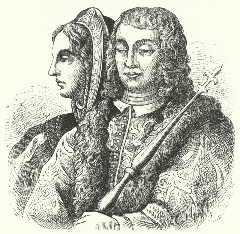 I Monarchi Cattolici, Isabella I di Castiglia e Ferdinando II di Aragona (incisione) da German School