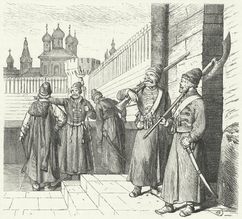 Gli Streltsy sotto il regno di Pietro il Grande di Russia (incisione) da German School
