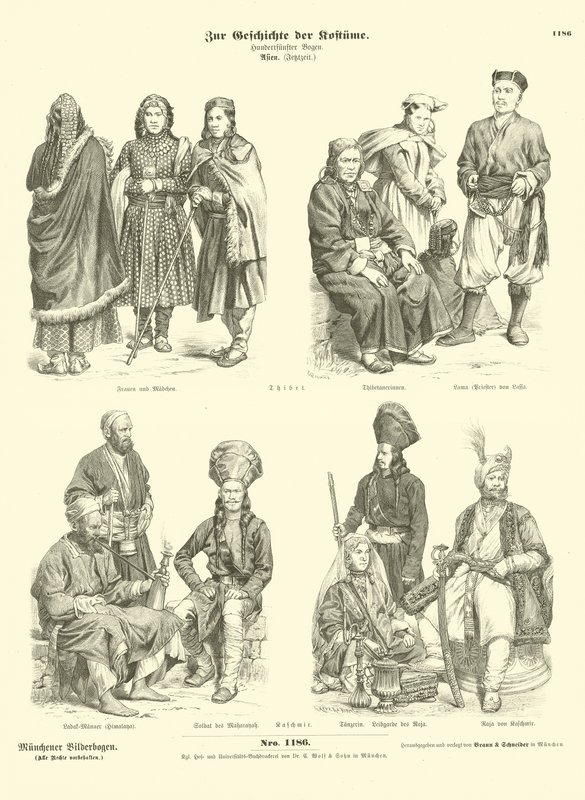 Costumi tibetani e kashmiri da German School