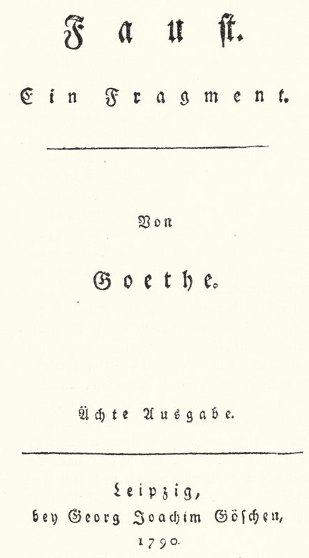 Pagina del titolo della prima edizione di Faust, di Johann Wolfgang Von Goethe (incisione) da German School