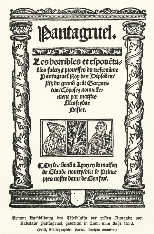 Pagina del titolo della prima edizione di Pantagruel, dell