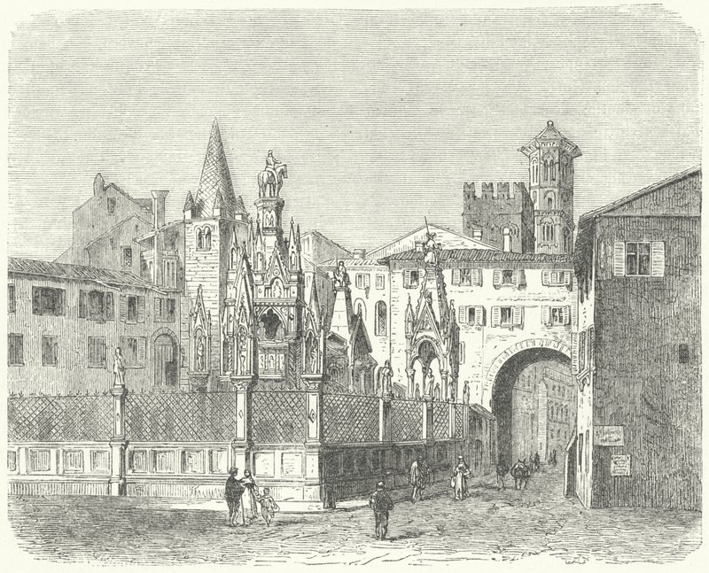 Tombe degli Scaligeri, governanti medievali di Verona (incisione) da German School