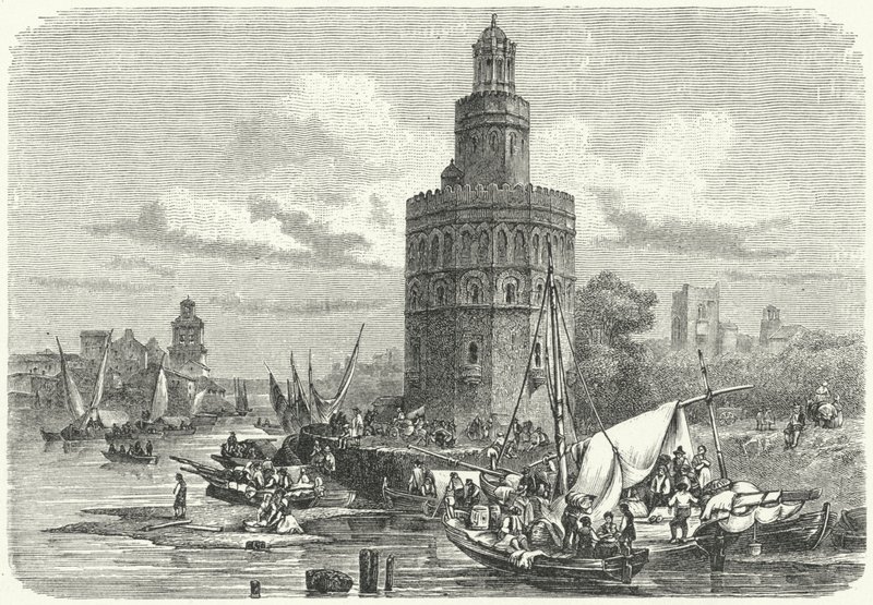 Torre del Oro, Siviglia, Spagna (incisione) da German School