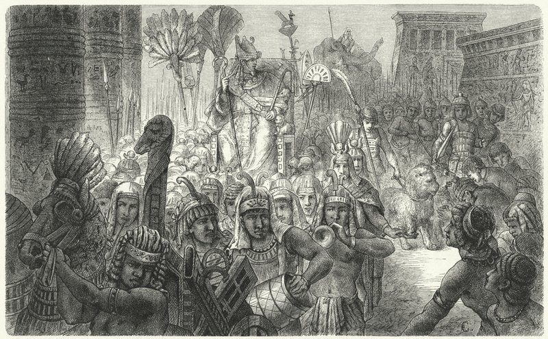 Processione trionfale di un antico faraone egiziano (incisione) da German School