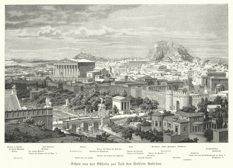 Vista di Atene da est durante il regno dell