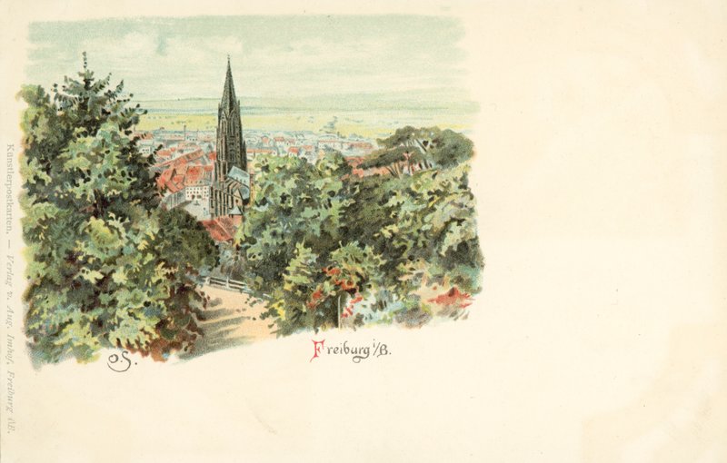 Veduta della città di Friburgo, Germania, con la sua cattedrale da German School