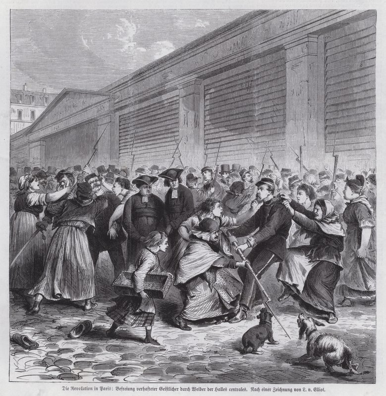 Donne del mercato di Les Halles che liberano membri del clero dalla prigionia, Comune di Parigi da German School