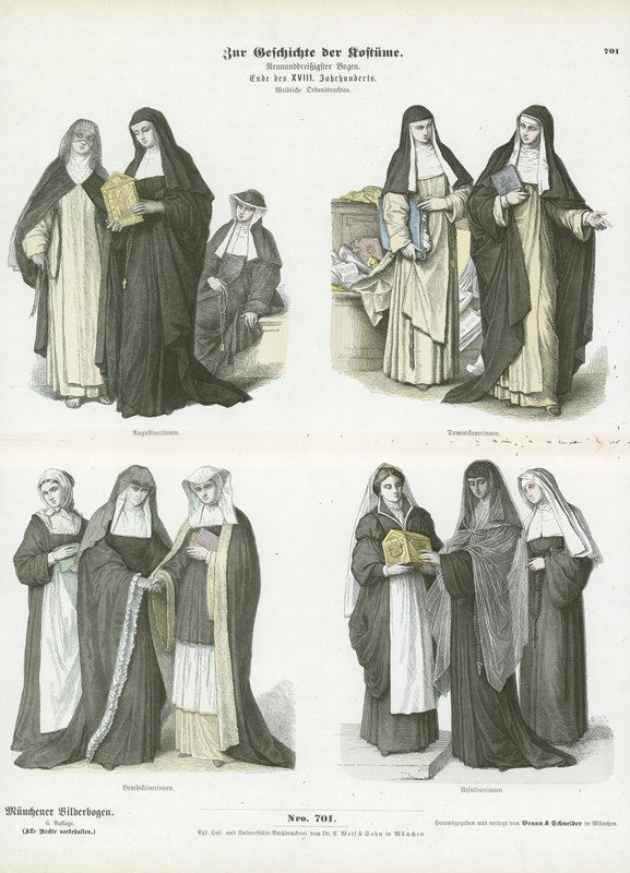 Costumi femminili degli ordini religiosi cristiani, fine XVIII secolo da German School