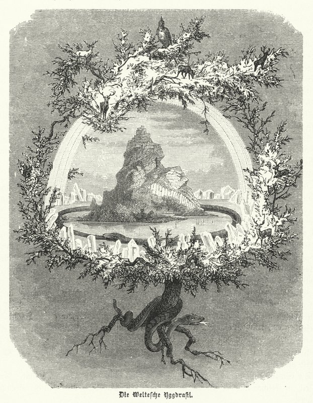 Yggdrasil, frassino mitico della cosmologia norrena da German School