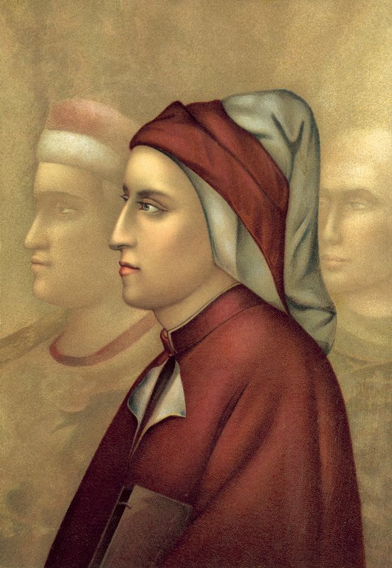 Dante Alighieri (cromolitografia) da Giotto di Bondone after Giotto di Bondone after