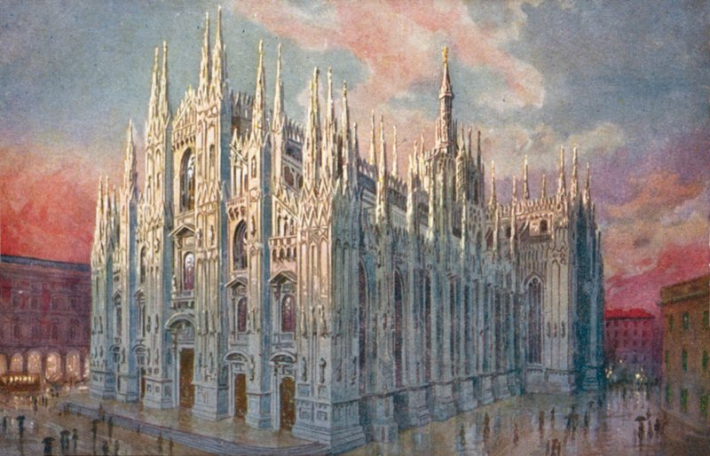 Milano: Duomo (litografia a colori) da Giovanni Guerzoni