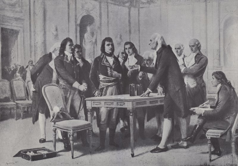 Alessandro Volta dimostra la sua batteria a Napoleone, Primo Console di Francia, 1801 da Giuseppe Bertini