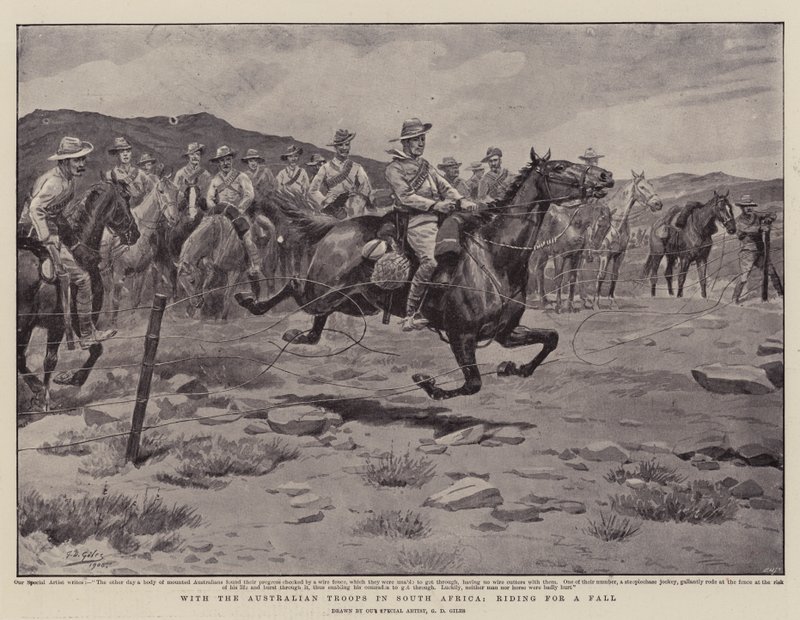 Con le truppe australiane in Sud Africa, cavalcando per una caduta da Godfrey Douglas Giles