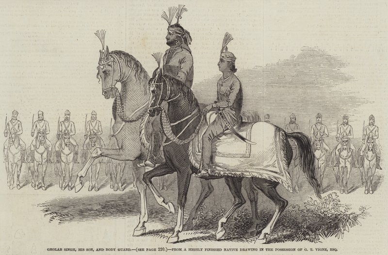 Gholab Singh, suo figlio e guardia del corpo da Godfrey Thomas Vigne