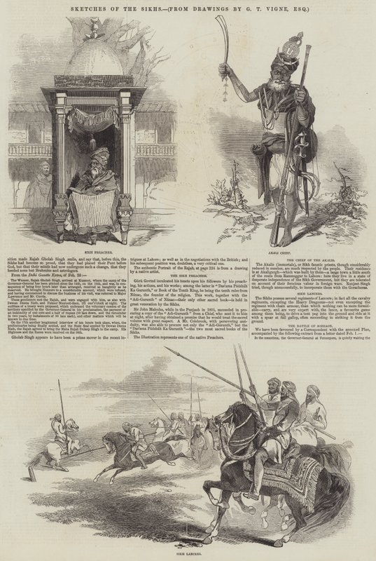 Schizzi dei Sikh da Godfrey Thomas Vigne