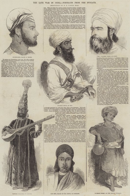 La tarda guerra in India, ritratti dal Punjab da Godfrey Thomas Vigne