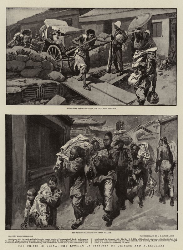 La crisi in Cina, il saccheggio di Tientsin da parte di cinesi e stranieri da Gordon Frederick Browne