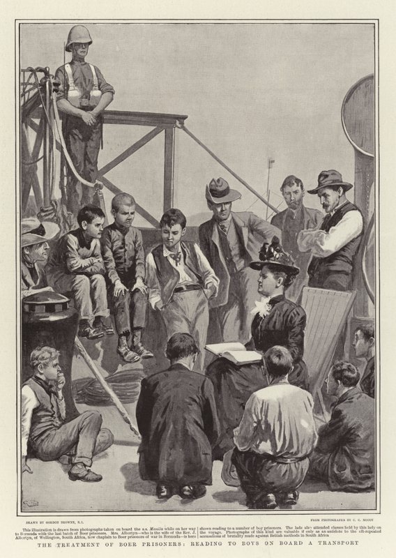 Il trattamento dei prigionieri boeri, lettura ai ragazzi a bordo di un trasporto da Gordon Frederick Browne