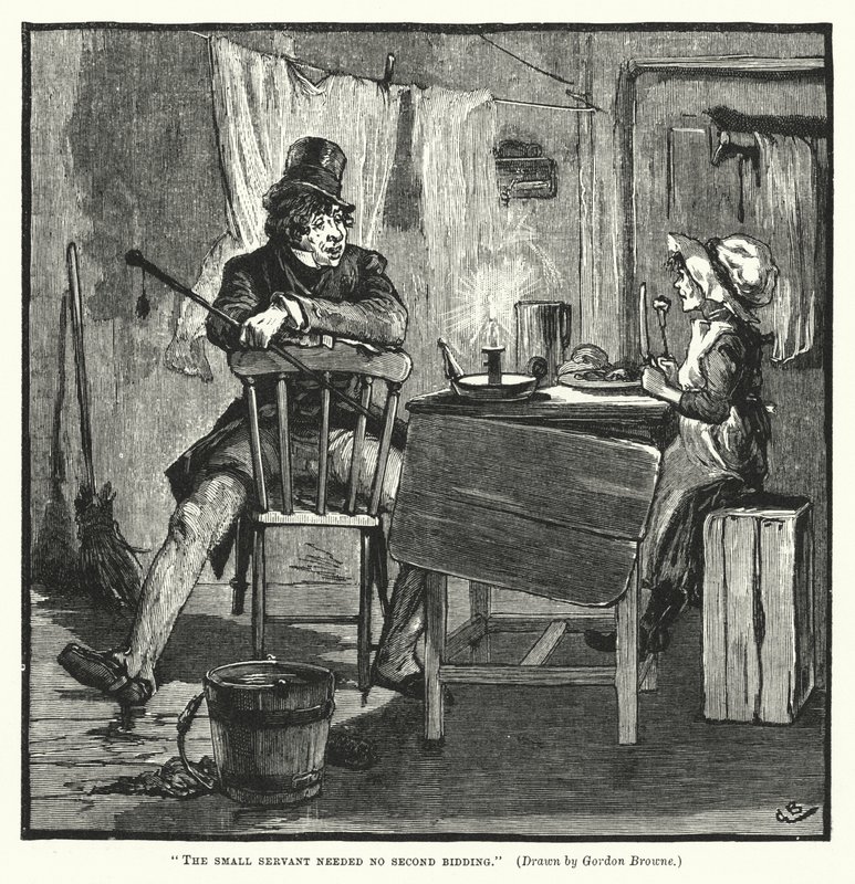 Il piccolo servitore non aveva bisogno di un secondo invito (incisione) da Gordon Frederick (after) Browne