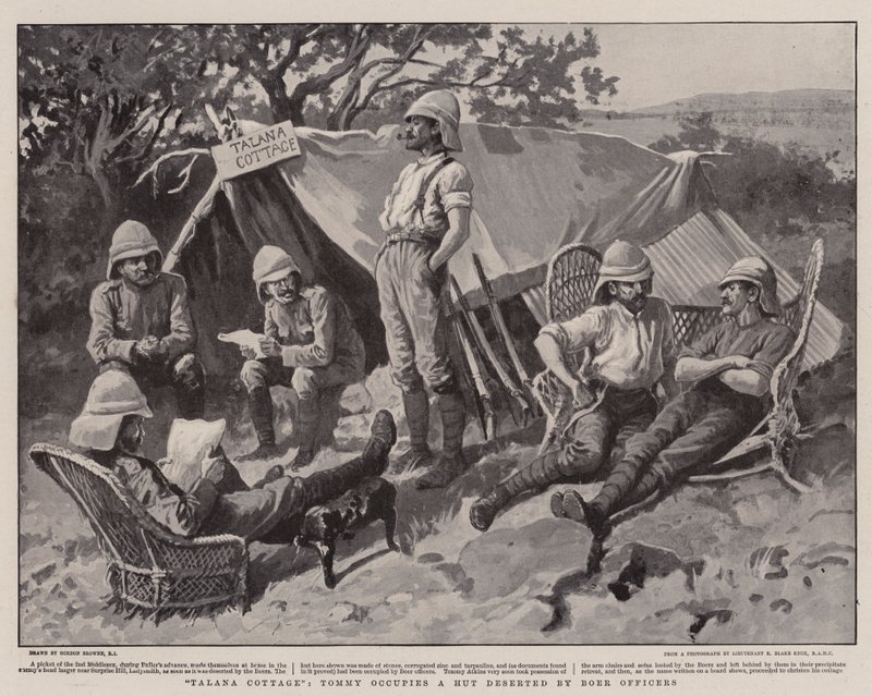 Talana Cottage, Tommy occupa una capanna abbandonata dagli ufficiali boeri da Gordon Frederick Browne