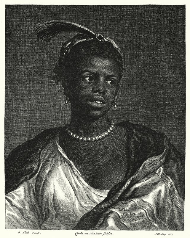 Ritratto di una donna nera da Govaert (after) Flinck
