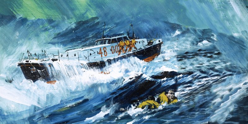 Scialuppa di salvataggio che salva un uomo in mare da Graham Coton