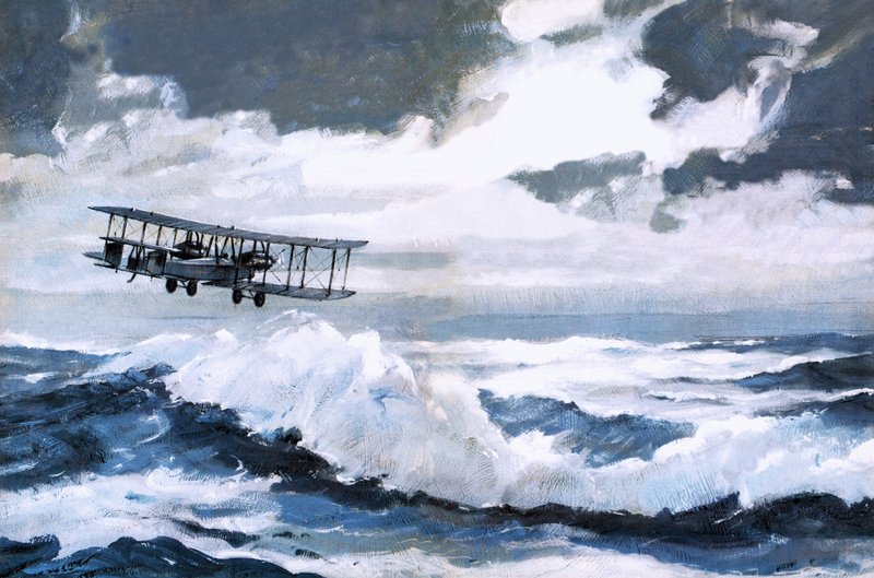 Vickers Vimy durante il suo volo transatlantico da record da Graham Coton