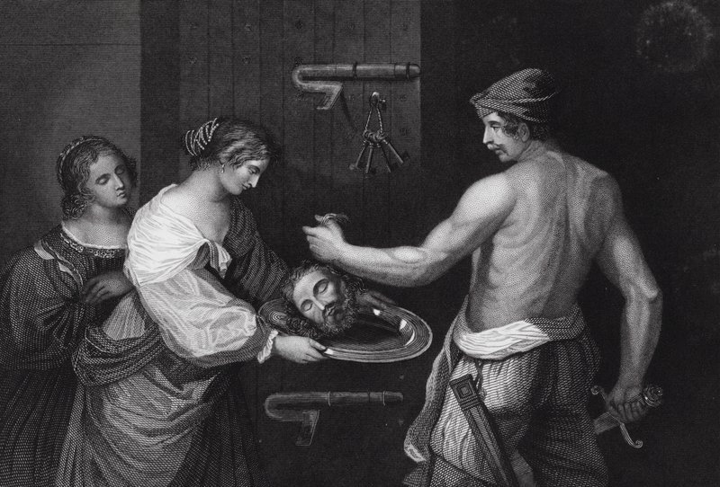 La testa di Giovanni Battista portata su un piatto, Matteo, cap. XIV, v. 6 da Guercino (1591 1666) (after)