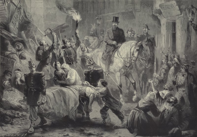 Luigi Napoleone visita le barricate di Parigi a cavallo nella notte del 3 dicembre 1851 da Gustav Bartsch