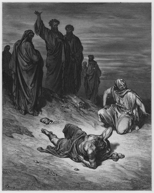 Morte di Anania da Gustave Dore