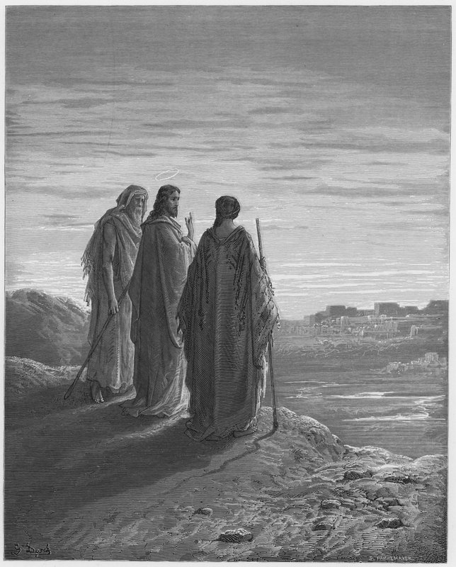 Gesù e i discepoli sulla via di Emmaus da Gustave Dore
