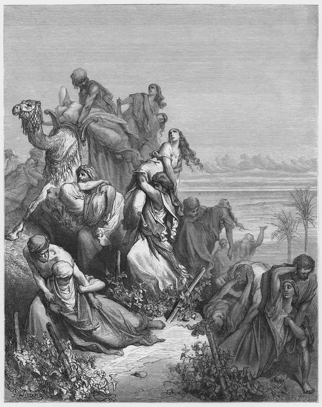 I figli di Beniamino rapiscono le vergini di Iabes da Gustave Dore
