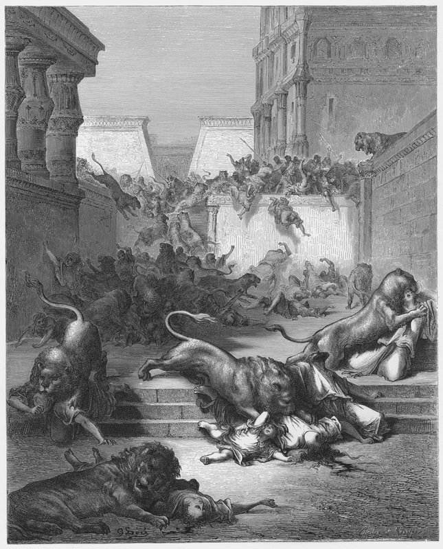 Le strane nazioni uccise dai leoni di Samaria da Gustave Dore