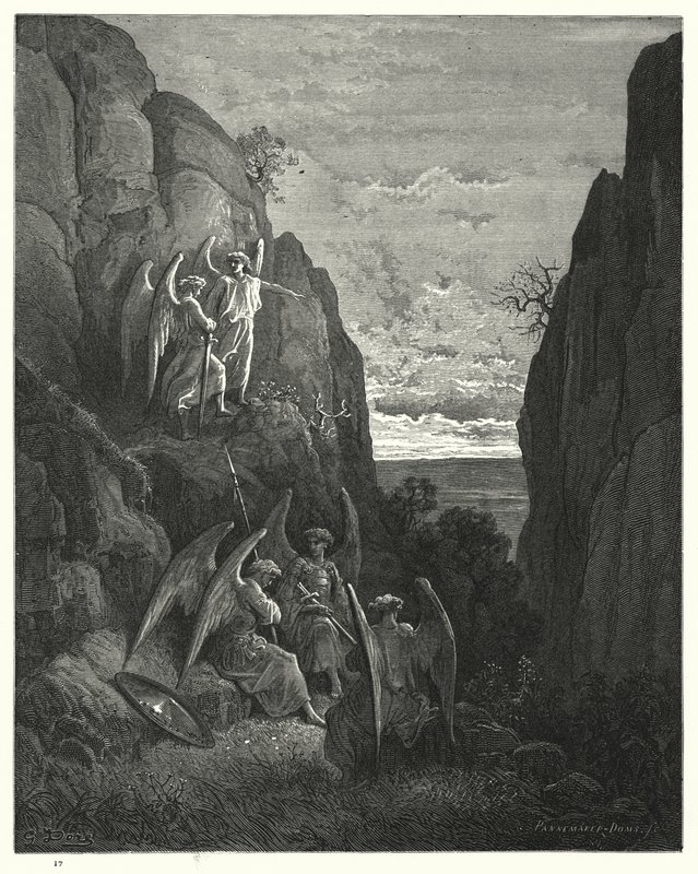 Illustrazione di Gustave Doré per Il Paradiso Perduto di Milton, Libro IV, versi 589, 590 da Gustave Dore
