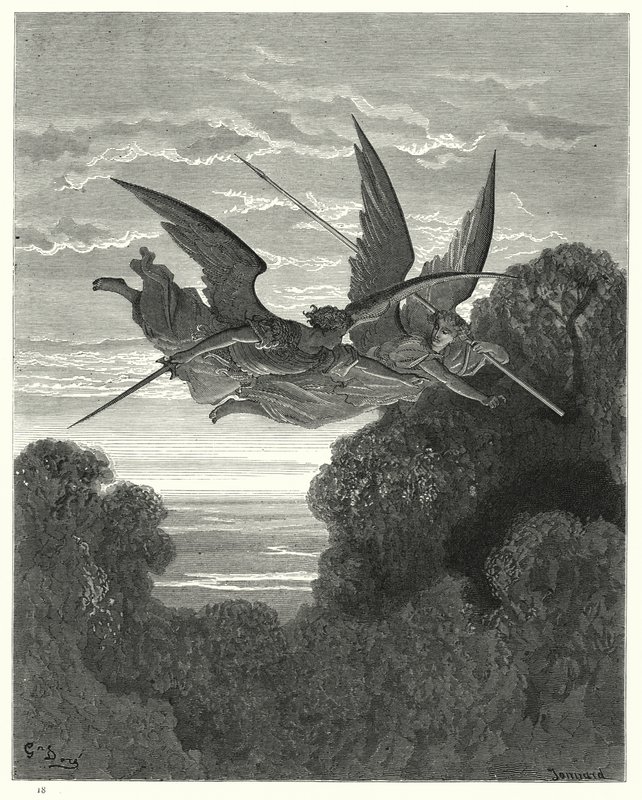 Illustrazione di Gustave Doré per Il Paradiso Perduto di Milton, Libro IV, versi 798, 799 da Gustave Dore