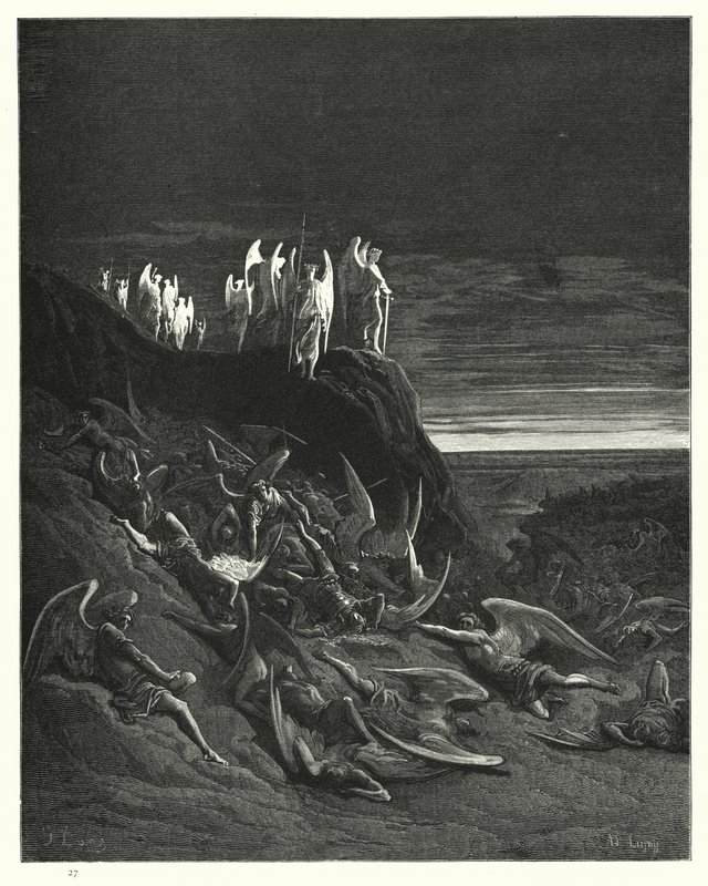 Illustrazione di Gustave Doré per Il Paradiso Perduto di Milton, Libro VI, versi 410-412 da Gustave Dore