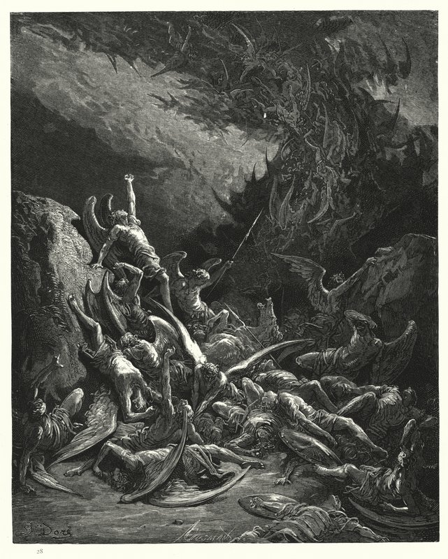 Illustrazione di Gustave Doré per Il Paradiso Perduto di Milton, Libro VI, verso 871 da Gustave Dore