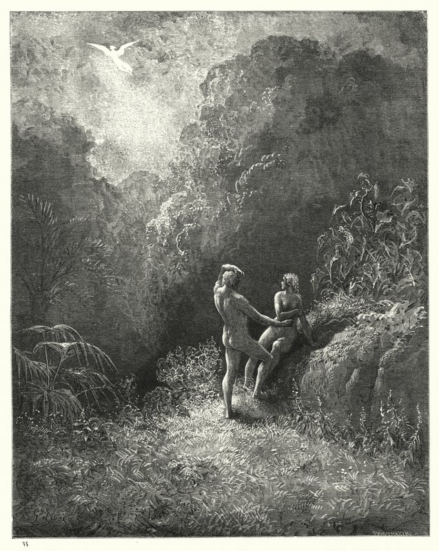 Illustrazione di Gustave Doré per Il Paradiso Perduto di Milton, Libro VIII, versi 652, 653 da Gustave Dore
