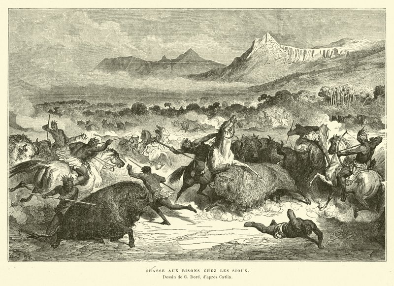 Sioux che cacciano bufali da Gustave Dore
