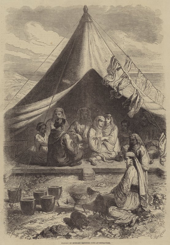 Famiglia di ebrei rifugiati moreschi a Gibilterra da Gustave Janet