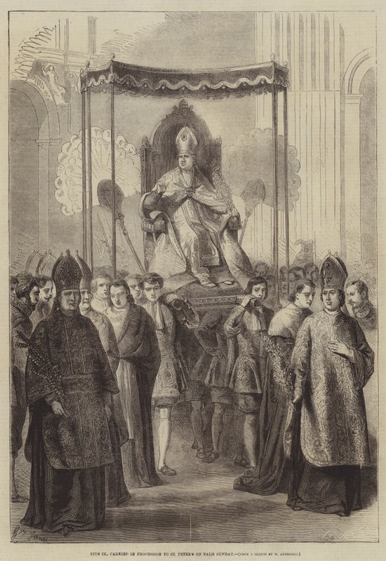 Pio IX portato in processione a San Pietro la Domenica delle Palme da Gustave Janet